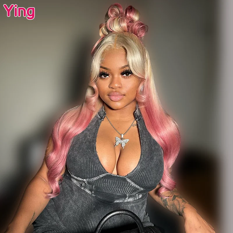 

Ying Body Wave Pink Blonde Colored 13x4 Lace Front Human Hair Wigs Brazilian Remy 613 Wig 13x6 Lace Frontal Wig PrePlucked