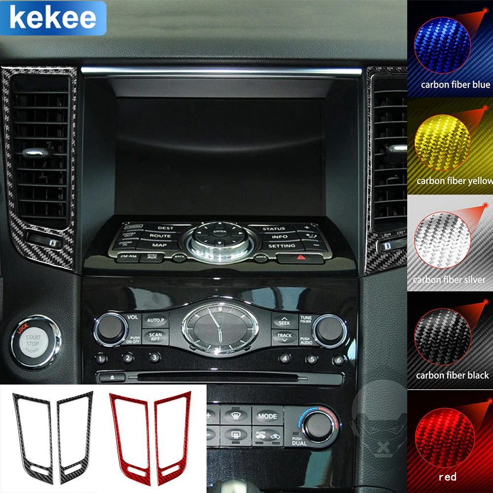 

For Infiniti FX QX70 Dashboard Air Outlet Trim Frame Cover Tuning Real Carbon Fiber Sticker Car Interior Moulding Accessories