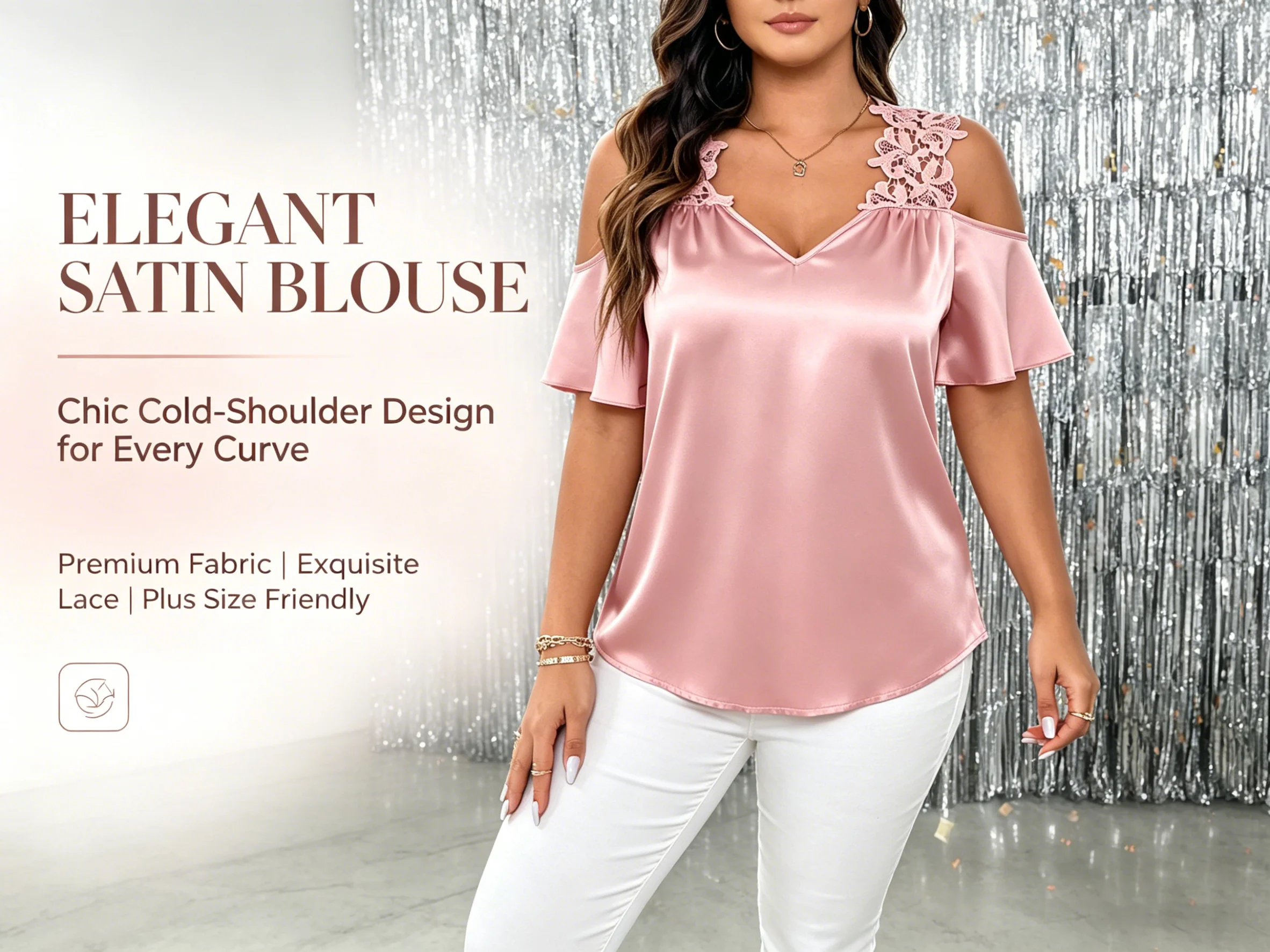 Übergröße Spitzen-Insert Peplum-Bluse Elegantes Abendparty-Oberteil Glamouröse Passform – Detail 1