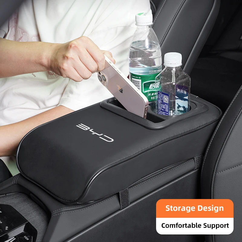 مع 2 حامل الكأس السيارات مركز وحدة التحكم مسند الذراع وسادة بو الجلود مسند الذراع وسادة ل BYD Atto 3 يوان زائد هان تانغ EV F3 E6 Dmi أغنية