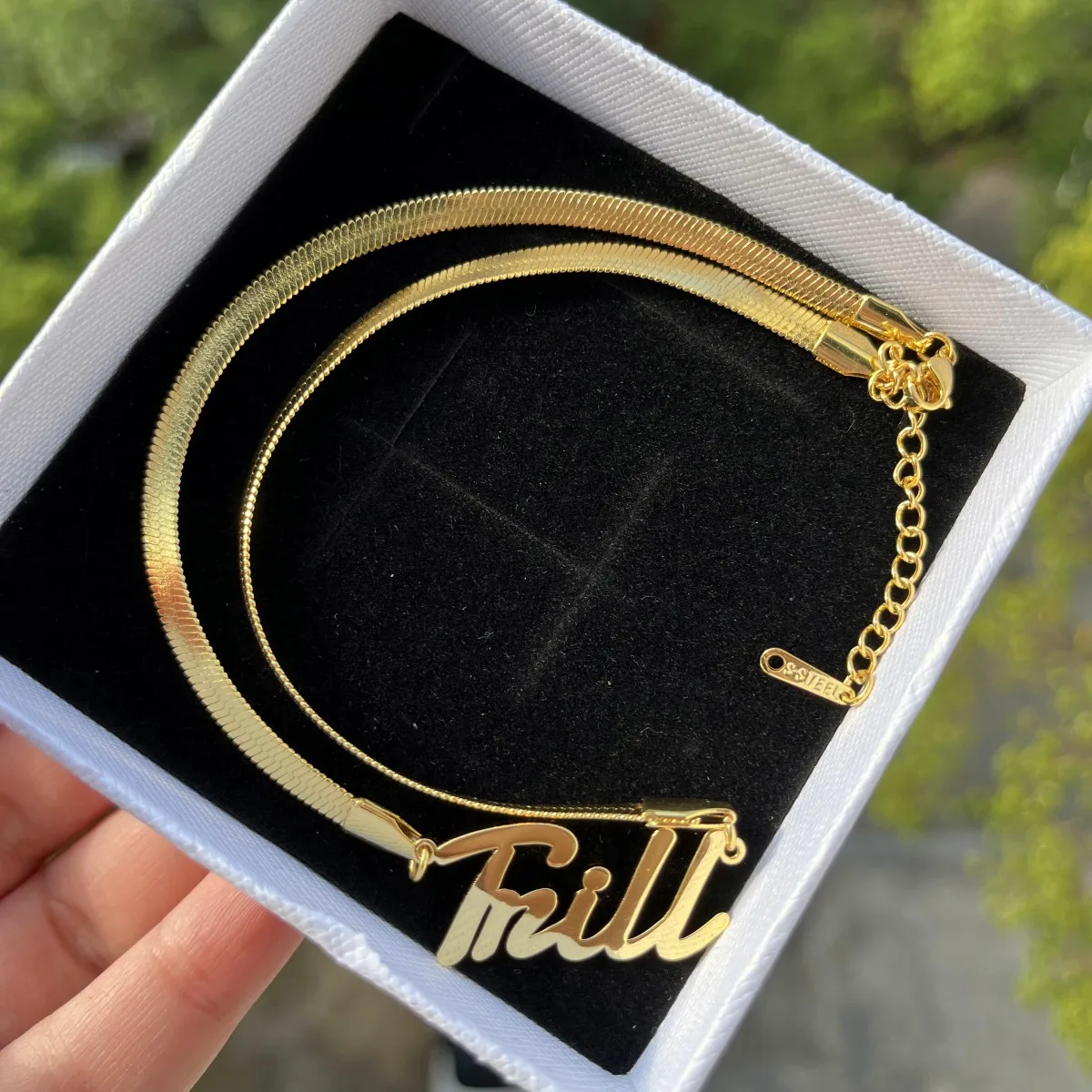 DUOYING Custom Name Necklace With Snake Chains Personalized Custom Herringbone Letter Necklace Stainless Steel Gold Plated