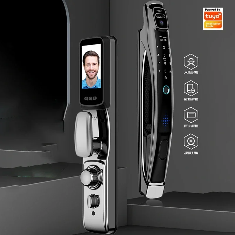 

3D Face Recongition Tuya Video Intercom Fingerprint Password Smart Door Lock Wifi Electronic Home Digital APP Lock