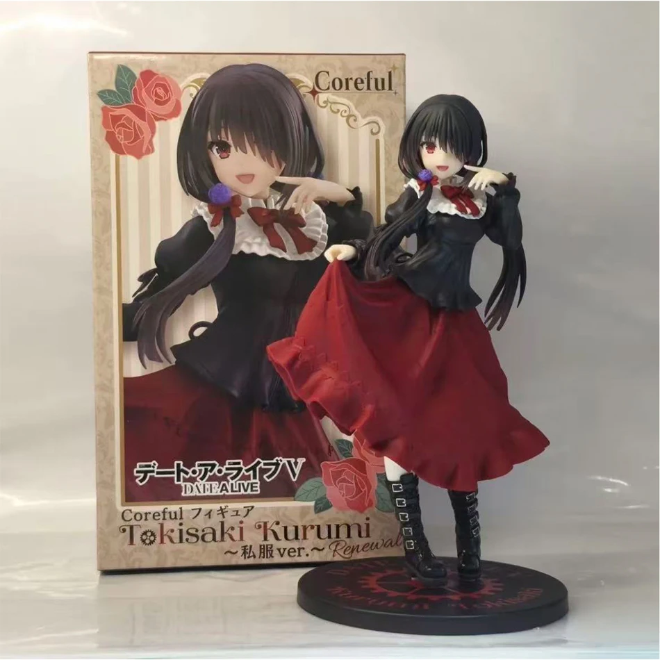 デート・ア・ライブ 時崎狂三 アニメフィギュア キュートガールモデル おもちゃ PVC レッドドレス 着せ替え スタンドモデル 車内装飾品