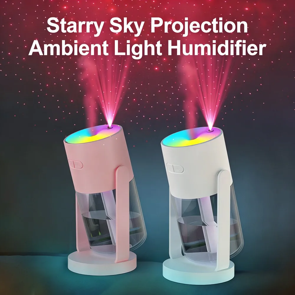 2026 New Arrival 360° Rotatable Starry Sky Humidifier Projection Lamp | 2 Spray Modes Colorful Night Light USB for Car Home