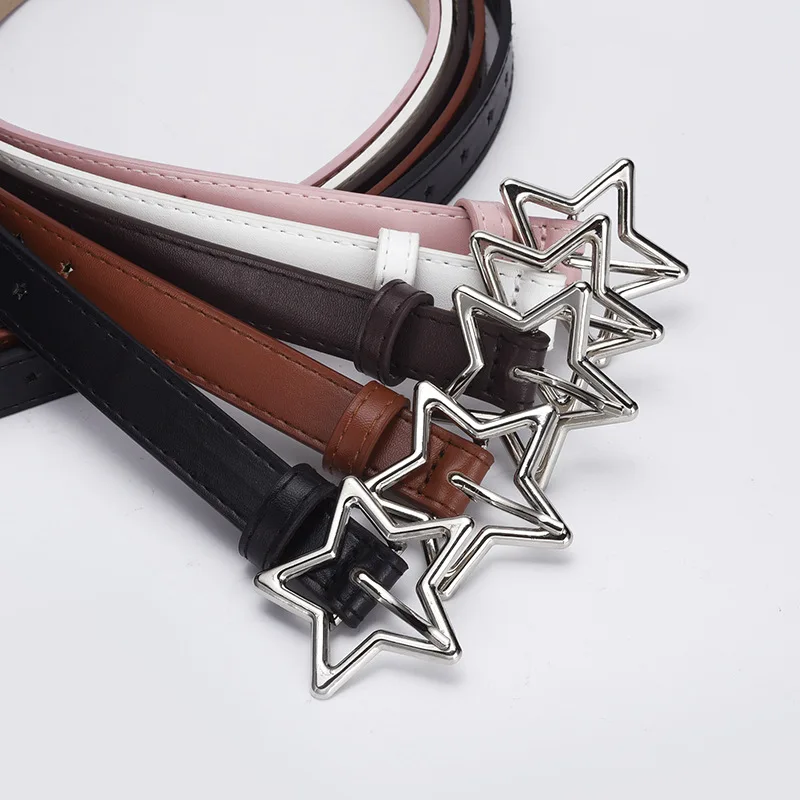 Children's Fashionable Belts 90cm Colorful PU Five-pointed Star Metal Buckle School Student Versatile Belts