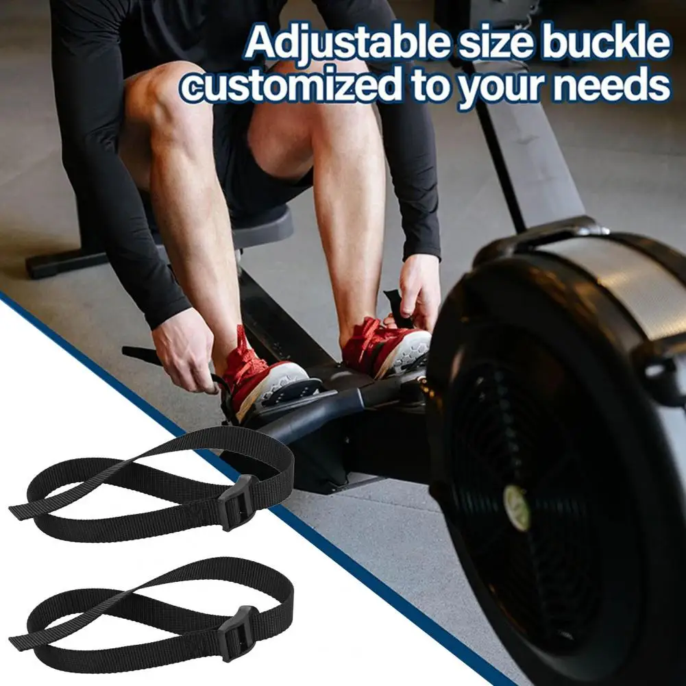 Easy-to-install Foot Straps Adjustable Heavy Duty Rowing Machine Foot Straps Set of 2 Replacement Fitness Equipment for Workout