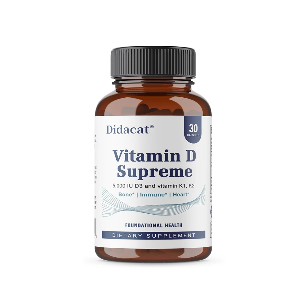 Vitamina D Supreme 5000 UI - Supporto al sistema immunitario e alla salute delle ossa - Integratore di vitamina D3 senza glutine con vitamina K_voghion.com