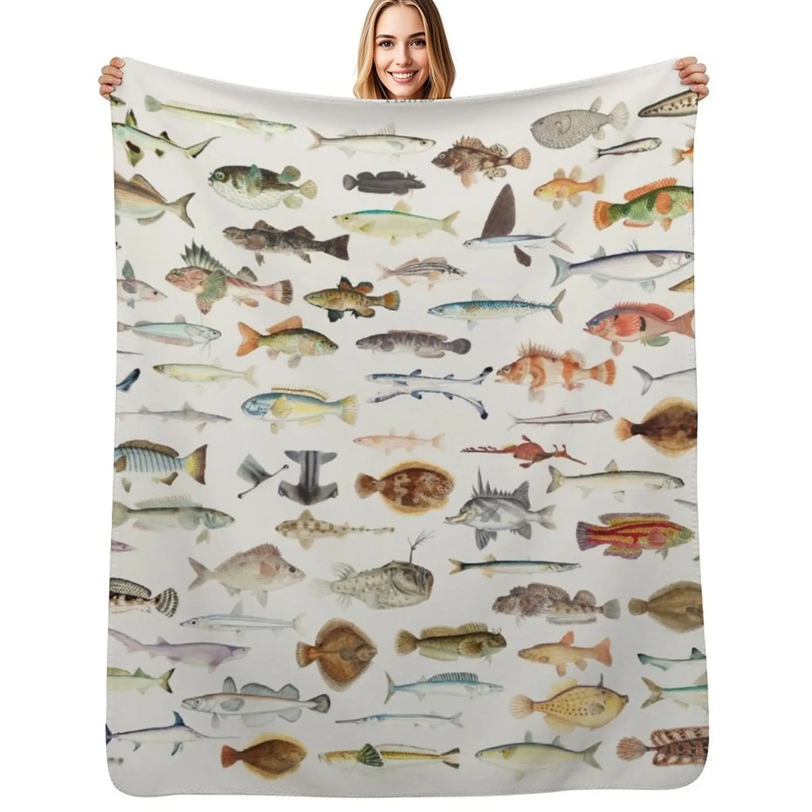 Fish Chart Throw Blanket Soft Breathable Blanket for Night Sleeping