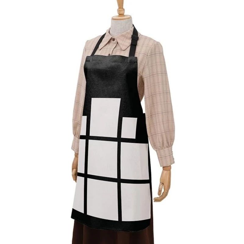 5 Pack Sublimation Blank 9 Panel Bib Apron Linen Cotton Kitchen Adults Aprons Diy Heat Transfer Print Unisex White Cooking Kitch