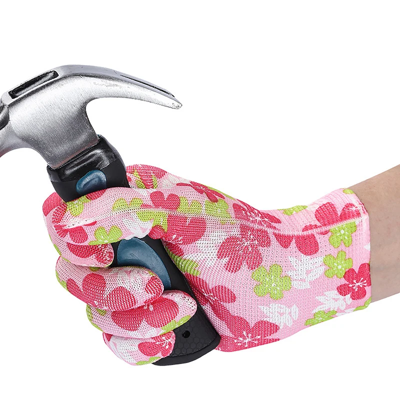 Breathable Garden Gloves Printed High Eastic Nylon Work Non-Slip Household Labor Protection Gloves For Mechanic Construction