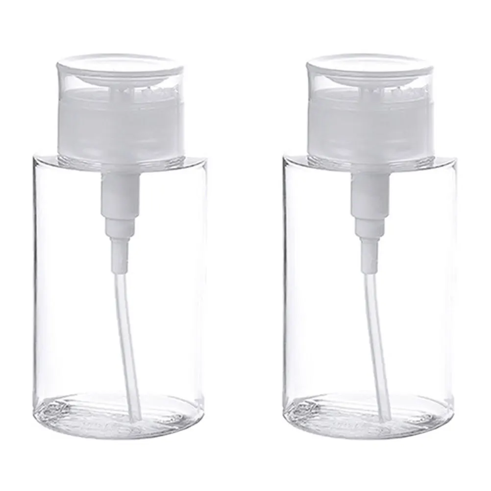 

2Pcs Sub Bottle Clear Skincare Dispenser Push Down Pump for Nail Polish Remover Makeup Liquid Storage Nail Polish Remover Pump
