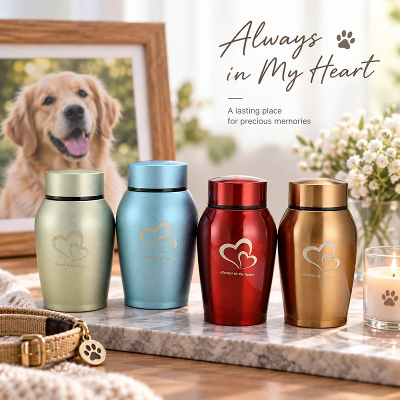 Stainless Steel Pet Memorial Keepsake Urn Moisture Proof Lid Design for Dog Cat Cremation  Travel Carry