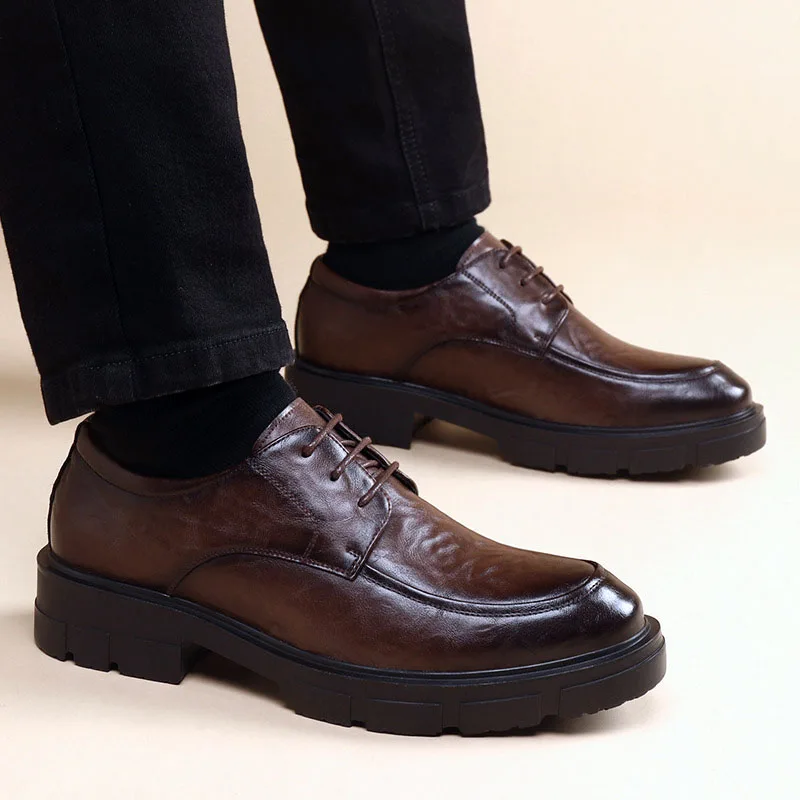 Neue Herren Lederschuhe für Herren Business Kleid Schuhe schlüpfen auf unsichtbare Innenhöhe zunehmende Herren schuhe 8/10 cm Hochzeits schuhe