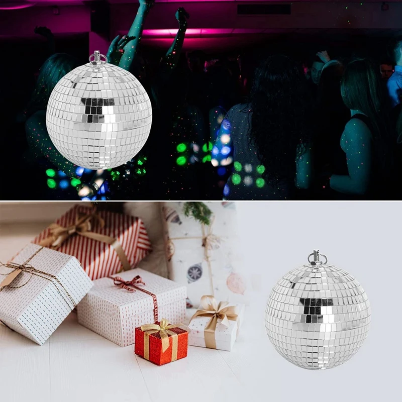 New-2X, 30Cm Disco Light Mirror Ball, Stage Reflective Party Mirror Balls Silver With Hanging Rings For Dance, Birthday,Home