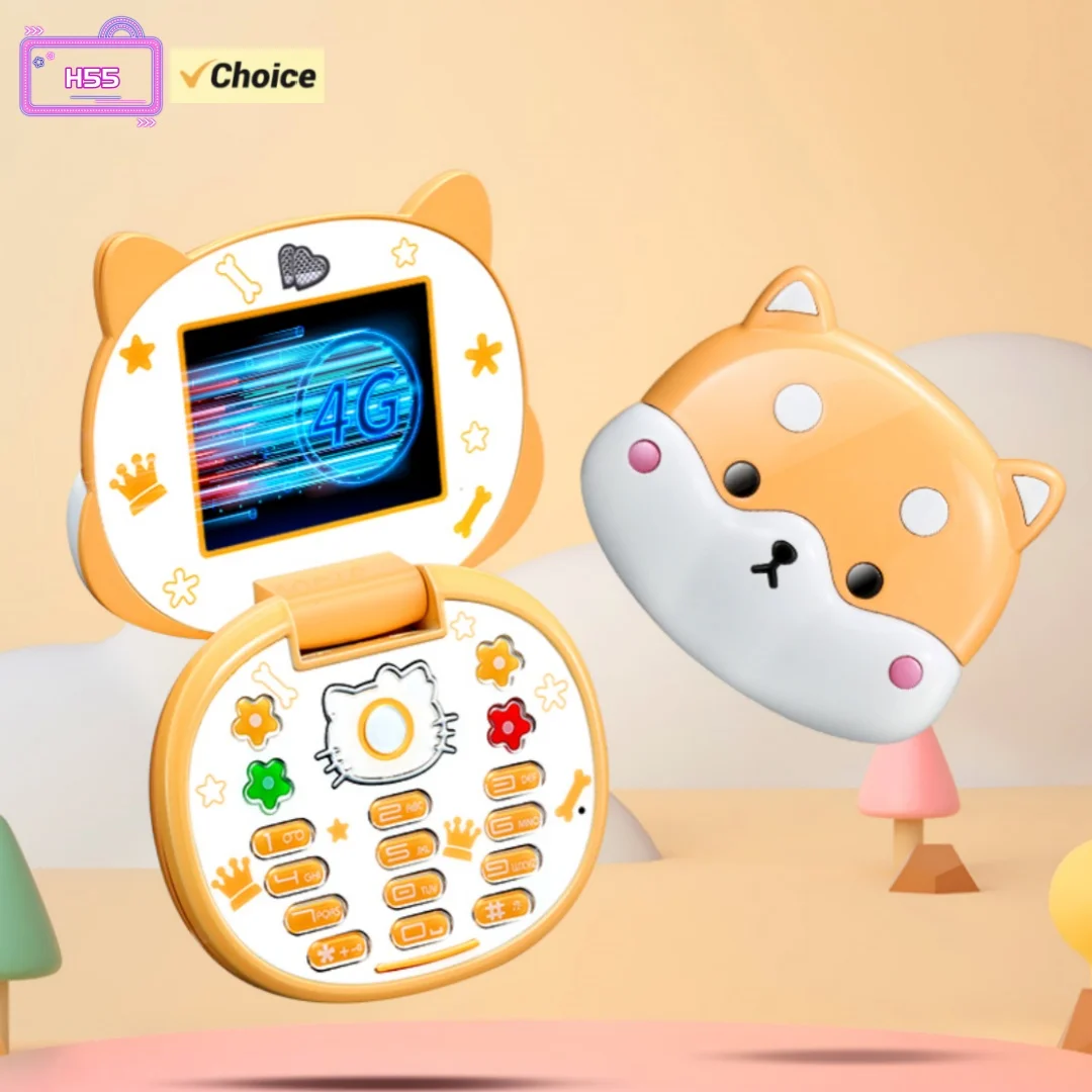 2023 New Cute Mini Koki Mobile Phone Flip Cartoon Kids Children Dual Sim 2G GSM Keyboard Botton MP3 Player Unlocked Cellphone