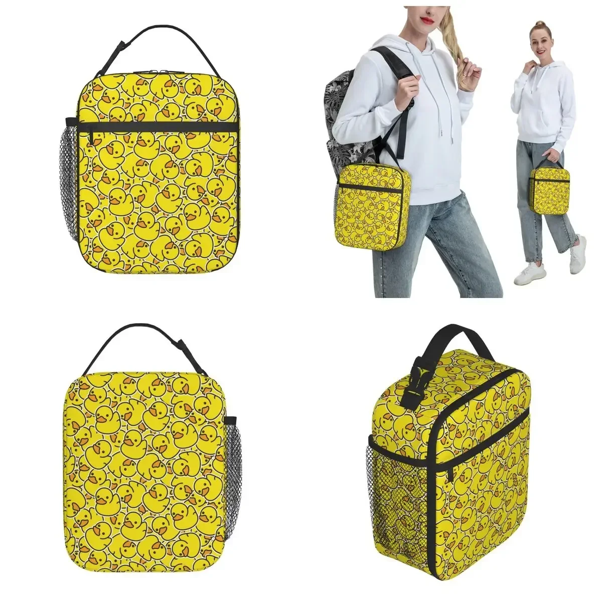 Cartoon Yellow Duck Pattern Thermal Insulated Lunch Bag for Travel Portable Food Container Bags Thermal Cooler Lunch Boxes