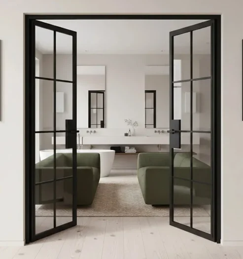 Household Indoor French Partition Door Aluminum Frame Glass French Doors High Quality and Cost Effective French Hinged Doors