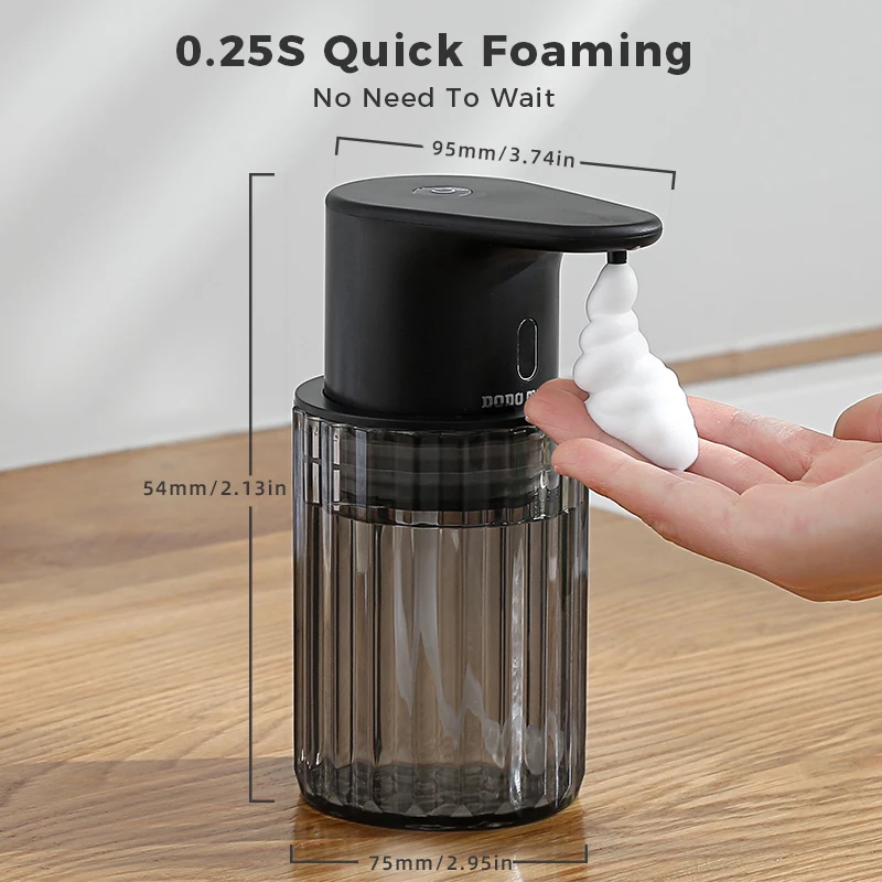 Automatic Foam Soap Dispenser Touchless Rechargeable Electric 3 Levels Adjustable Hand Sanitizer Dispenser for Kitchen and Bathro