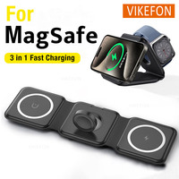 3 in 1 Magnetic Wireless Charger Dock Stand for MagSafe iPhone 16 15 14 13 12 Pro Max Apple Watch 10 9 8 7 AirPods Fast Charging