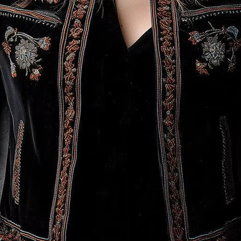 

Autumn Floral Printed Stand Collar Jacket for Women's American Retro Cardigans Short Outerwear Chic Casual Elegant Jacket Coat