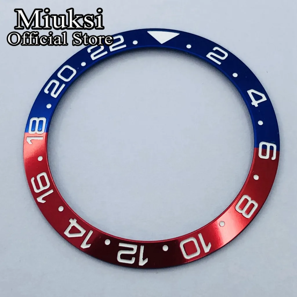 Miuksi high quality 38mm black blue red ceramic titanium bezel insert fit 40mm watch case