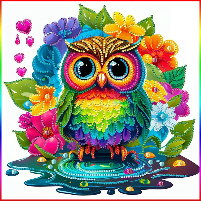 

CHENISTORY 5D DIY Diamond Painting Special Shape Crystal Round Diamond Embroidery Rhinestone Cross Stitch Owl For Home Decors