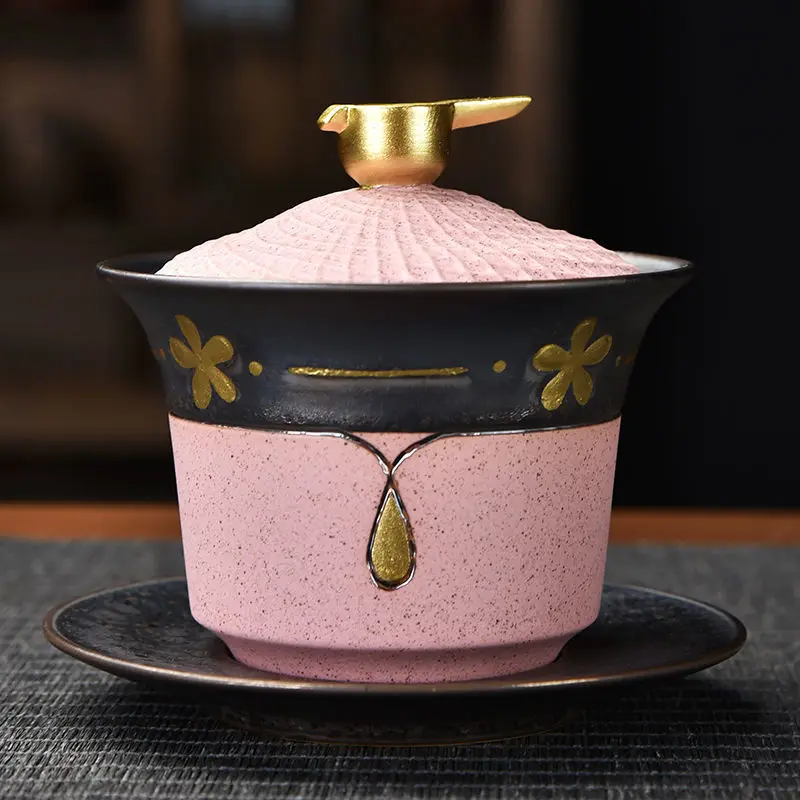 

Чашка с крышкой Gaiwan Lotus, чашка для чая, чайная чашка, инфузер для тибетской церемонии, керамическая одинарная зеркальная чашка, наборы кунг-фу