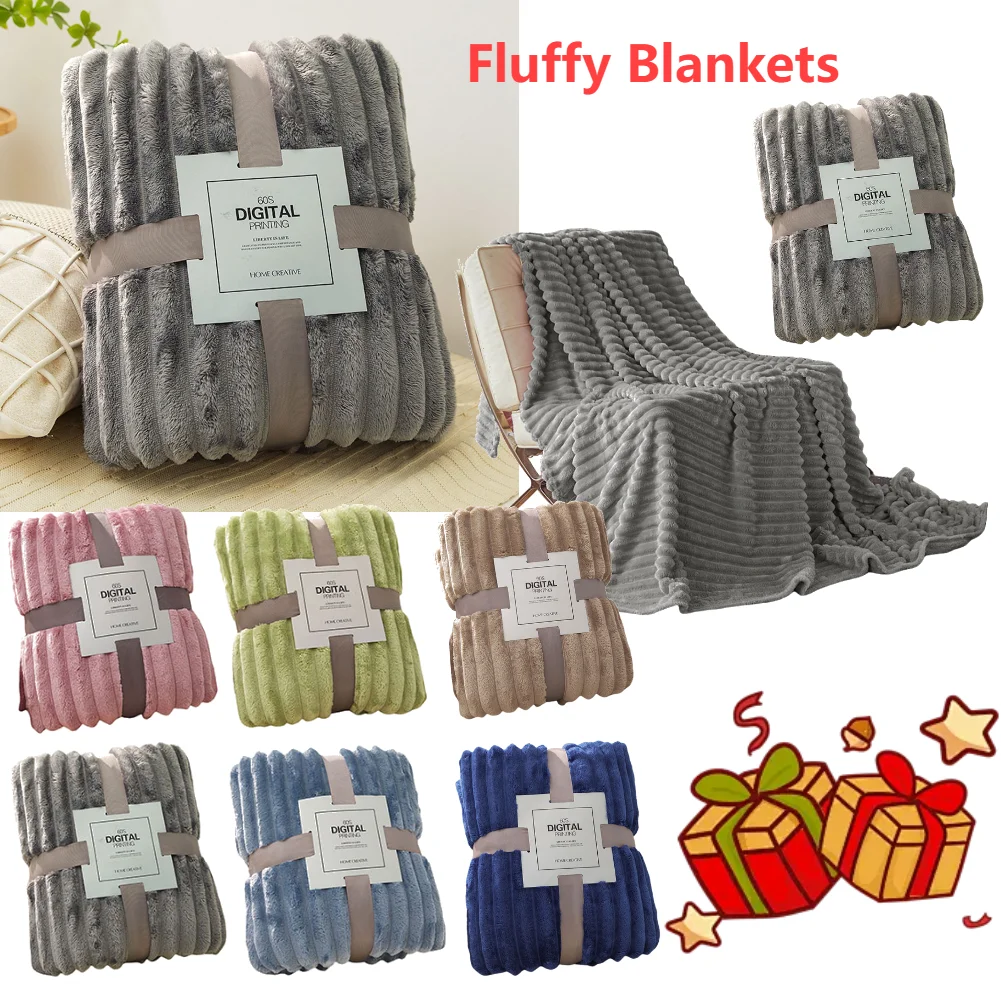 Fluffy Velvet Blankets Cozy Plush Blanket Solid Color Faux Fur Throw Bed Blanket Thickened Fleece Blanket for Home Accessories