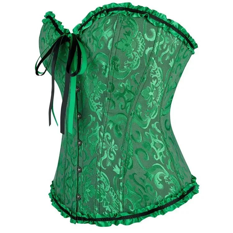 Frauen Korsett Top Jacquard Overbust Bustier Viktorianischen Sexy Lace up Floral Dessous Korset Vintage Gothic Basken Kostüm – Detail 21