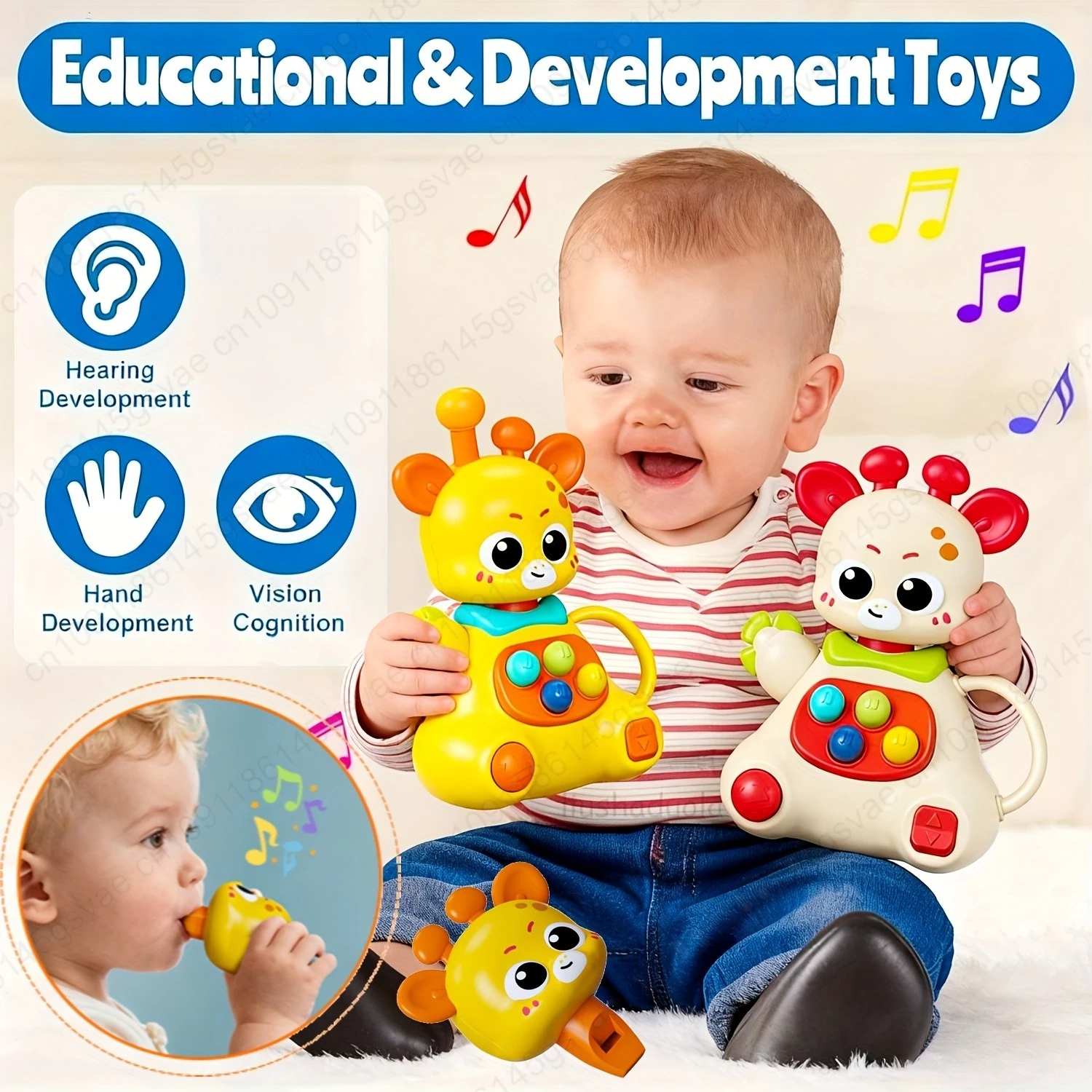 Chocalho de bebê portátil bonito e interessante, bola de plástico de chocalho de elefante/cervo de educação precoce de quebra-cabeça, material ABS