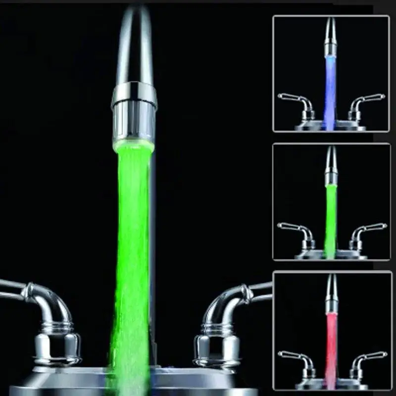 * 3-Color LED Sensor Faucet Temperature-Sensitive Light Water Saving Stream Light Faucet Aerator Tap Nozzle For Kitchen Bathroom