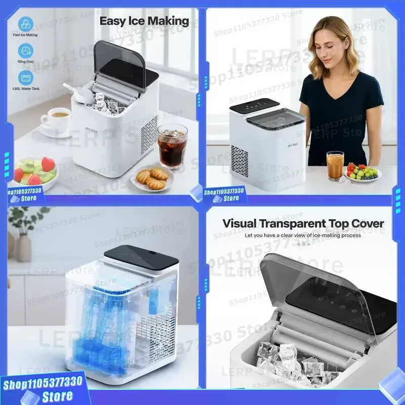 Ice Maker Machine for Home Vertical Transparent Square Cube Block Ice Maker Electric Plastic Housing