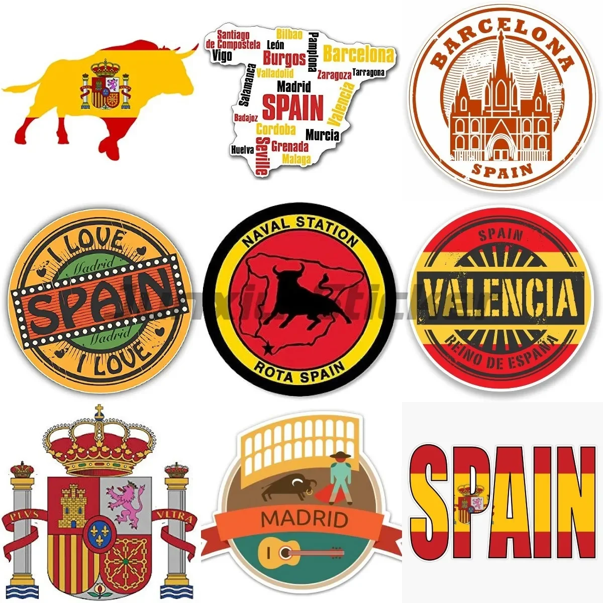 

Spain Flag Sevilla Sticker Barcelona Vinyl Car Accessories Window Laptop Room Decoration Wall Refrigerator Decoration Decals