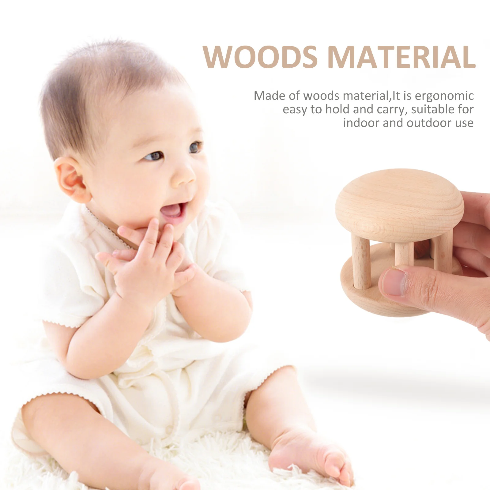 1Pcs Wooden Rattle Shower Gift Realistic Snowman Style Graspable Size Smooth Surface Burr-Free Infant Developmental