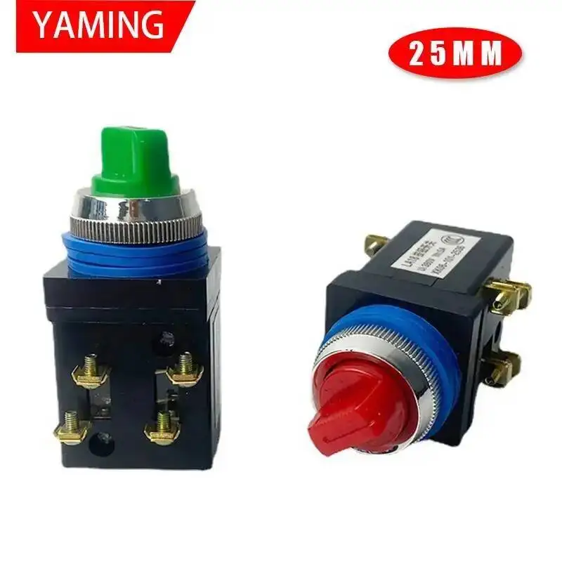 2pcs LA18-22X/2 Rotary Button Switch 25mm Mounting 2/3 Position 380V Gear Selector LA18-22X/3/2 Knob Rotaris Select
