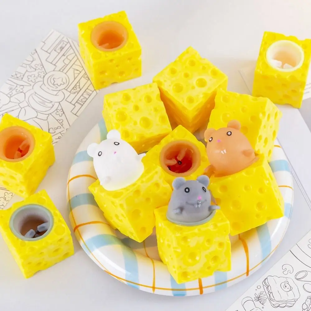 Nieuwe PVC Kaas Muis Decompressie speelgoed Pop Up Stress Anti Stress Speelgoed Knijpcadeau Fidget volwassen
