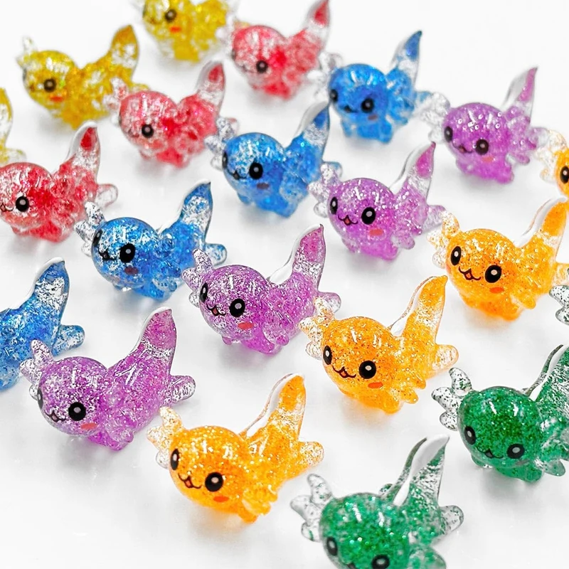 5/10pcs Mini Resin Glitter Axolotl Animal Miniatures, Garden Fairy Ornament, Home Desk Potted Plant Micro Landscape DIY Decor