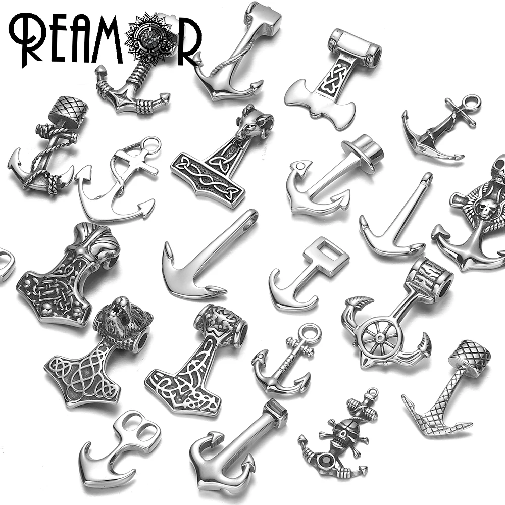 REAMOR Stainless Steel Simple Anchor Hook Clasps For Leather Bracelet Connectors Necklace Pendant DIY Jewelry Making Accessories