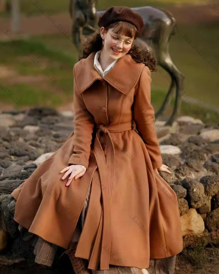 

Cashmere Women Suit 1 Pcs Long Blazer Prom Dress Winter Wool Customized Formal Guest Wedding Tuxedos Party Coat Jacket