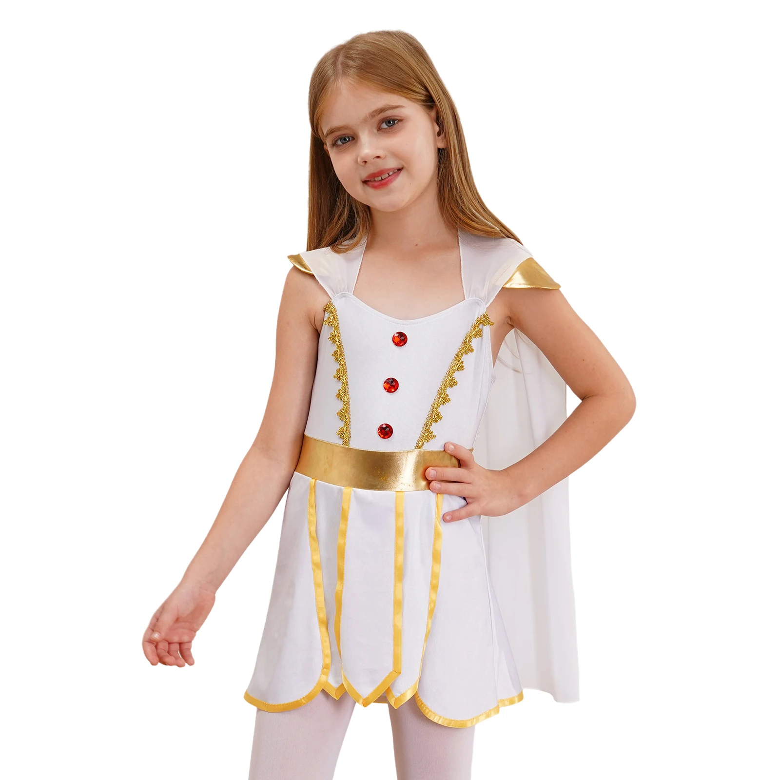 Children Girls Ancient Greek Roman Toga Dress Halloween Athena Godness Queen Princess Empress Knight Cosplay Performance Costume