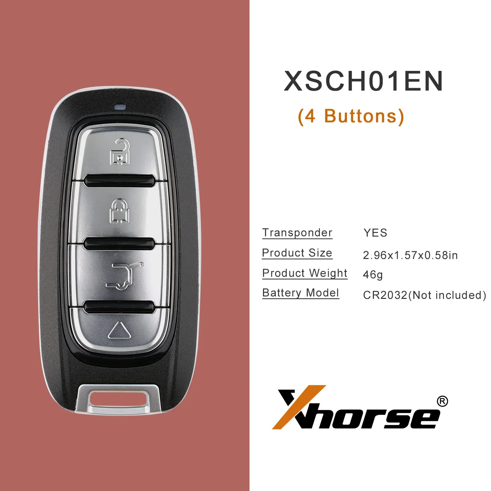 

Xhorse XSCH01EN XM38 Universal Smart Key for Chrysler Type 4 Buttons Newly Add 8A 4D