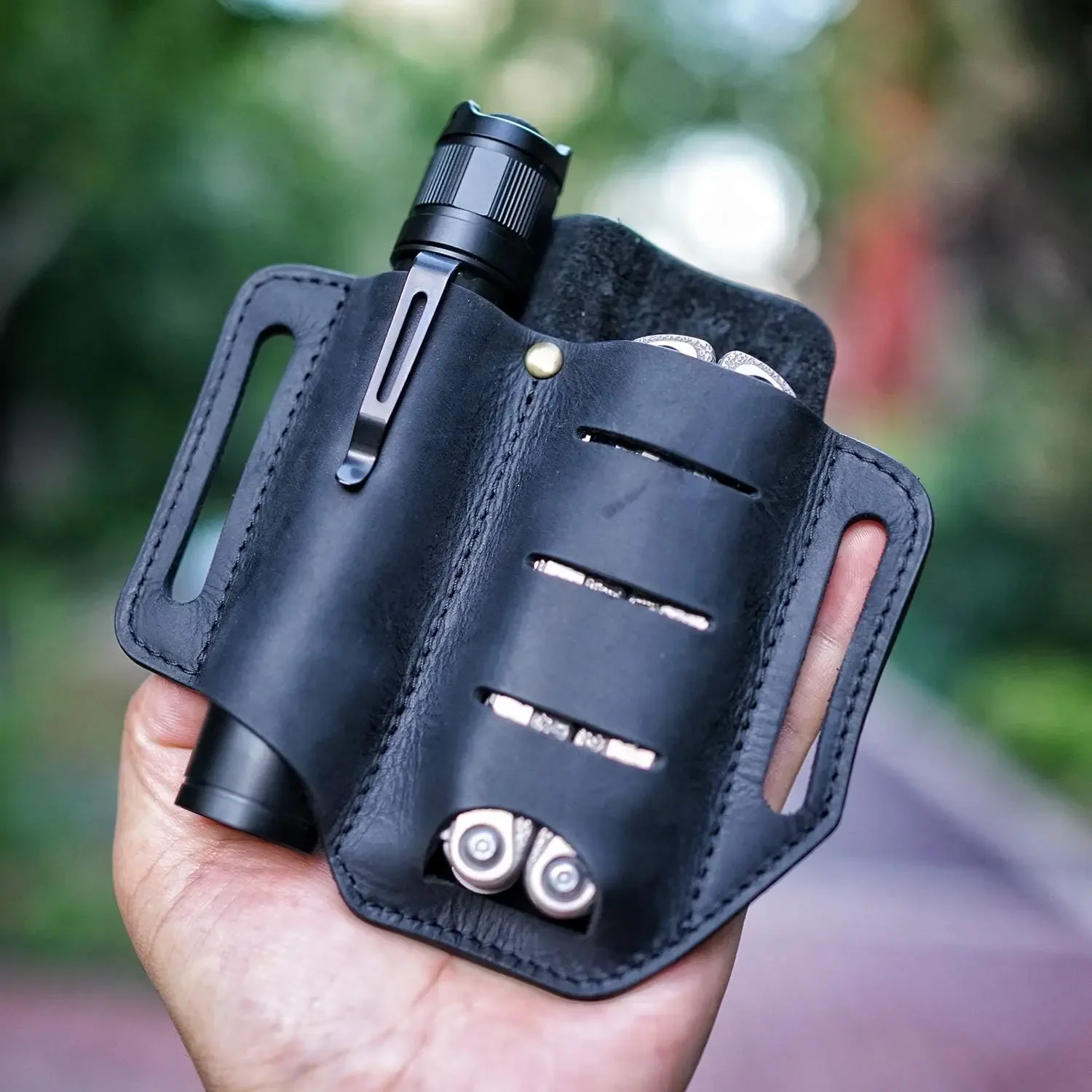 VIPERADE PJ8 Small EDC Leather Sheath for Belt, Leather Multitool Sheath, EDC Belt Organizer