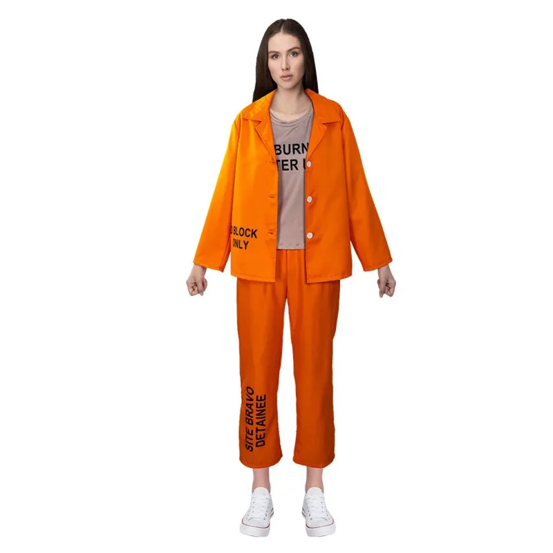 2025 NewHalloween Funny Unisex Jail Costumes Uniforms Costume Men Women Couple Prisoner Cosplay Party Suit RolePlaying Jumpsu AA