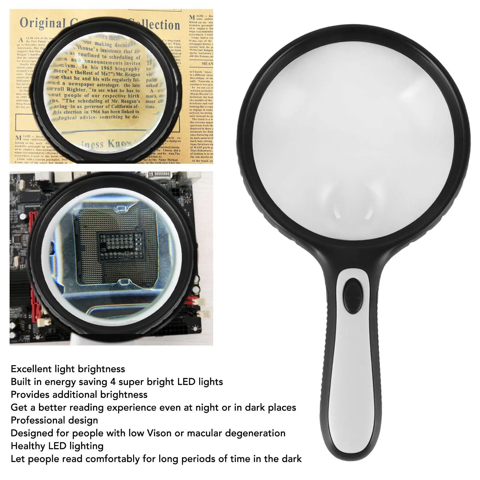 عدسة مكبرة محمولة عالية السطوع مع منطقة عرض كبيرة لتحديد موقع المجوهرات والفحص #4