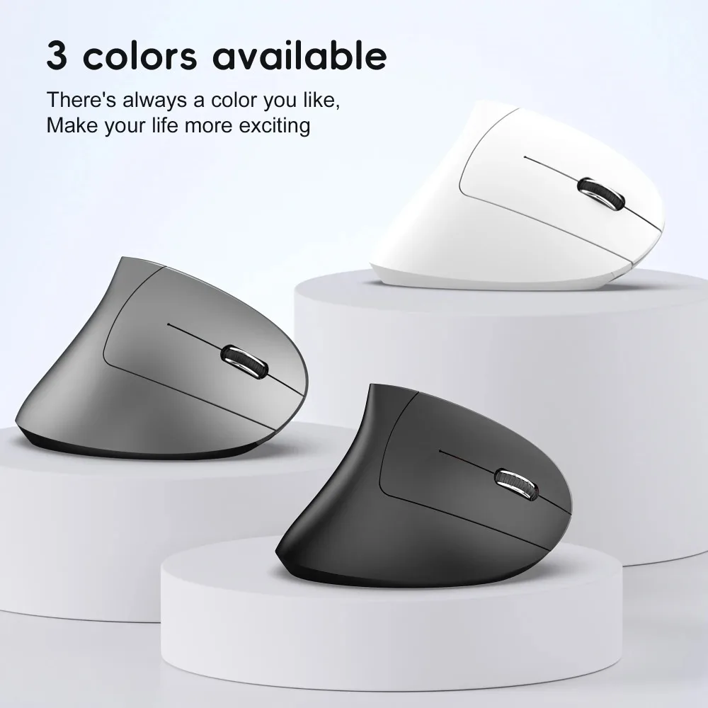 Dual Mode Vertical Ergonomic Wireless Mouse Bluetooth5.1 2.4G 2400DPI 600mAh Rechargeable Type C Mice For Laptop PC Desktop