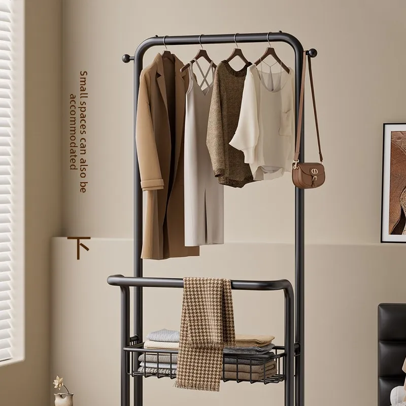黒色の金属製壁掛けコートラック、可動式床から天井までのコートラック、バッグ用、家庭用、自立式衣類ラック、リビングルーム家具