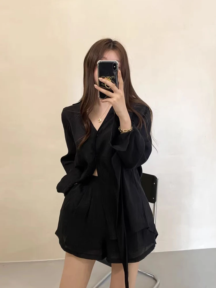 Irt Pinggang Simpul Selempang Musim Semi yang Cantik + Set Wanita Kaki Lebar Pinggang Tinggi Campuran Katun Ansambel Faionable