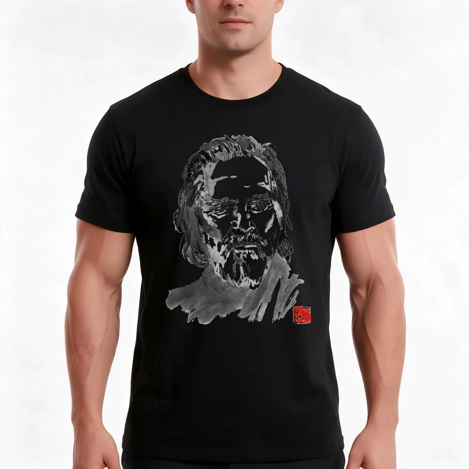 jeff bridges 02 T-Shirt, Summer Casual Cotton Tee, Oversized Streetwear Tops, Vintage Graphic Print, Loose Fit Short Sleeve