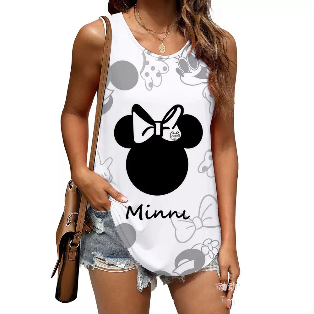 

Disney Kawaii Funny Tank Top Mickey Tee Shirt Vest Minnie Mouse T-shirt Women T Shirt Female Clothes Kawaii Tshirt
