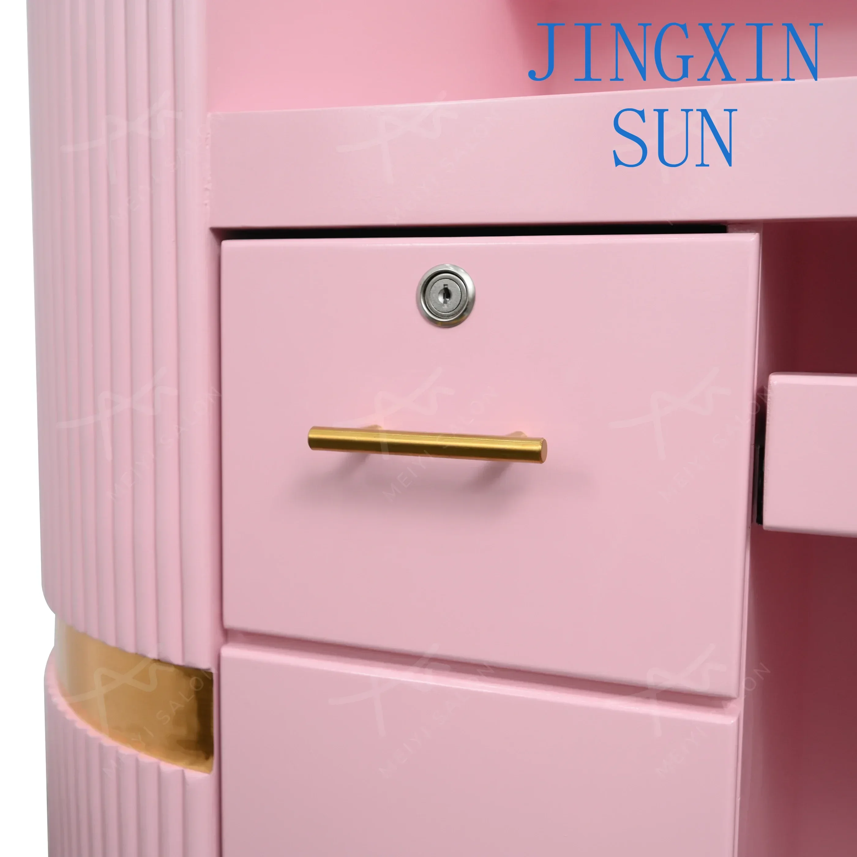 Furniture panel office front desk circular LED light nail table